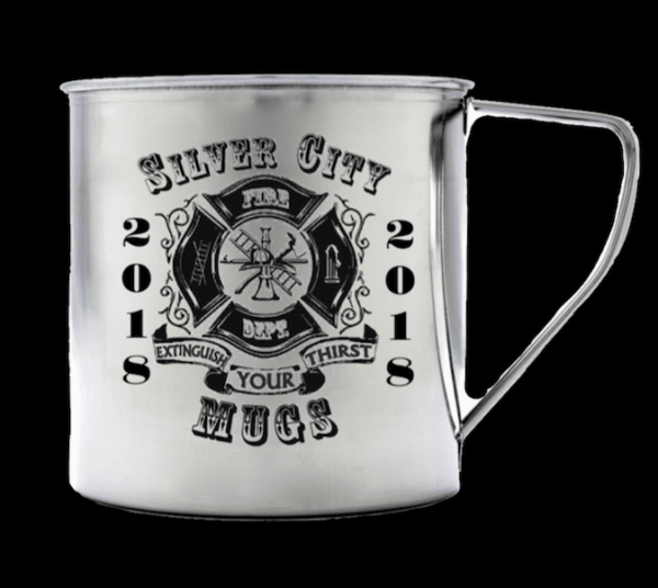 A Western Campfire Beer-Coffee Mug | Great For Heating Beverages with the words river city firefighter.