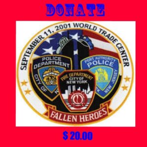A badge with the words Donate To those that help keep us safe.
