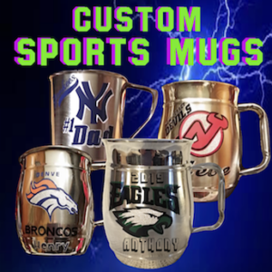 Custom beer-coffee sports mugs, perfect custom gift items for colder beverages.