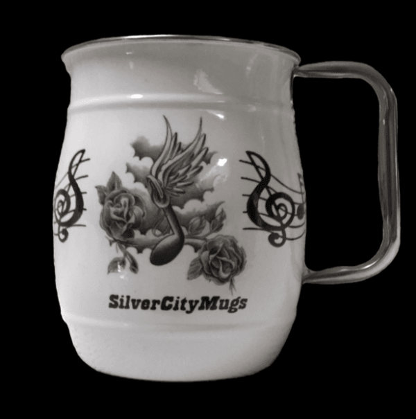 Get ready to rock with the Original Design Music Beer-Coffee Mug | Powder Coated! This amazing mug is perfect for music enthusiasts, featuring a sleek silver design that will make you feel like a rockstar every time you take a sip.